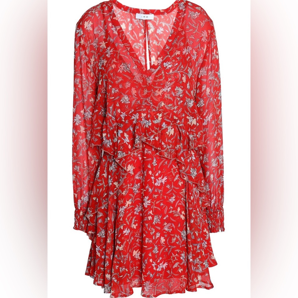 Iro Woman Beaumont Ruffled Floral-Print
Crepon Mini Dress Red - Picture 2 of 7